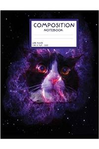 Floating Cat in Crab Nebula. Psychadelic Kitten Composition Notebook