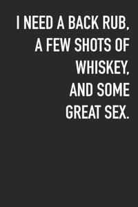 I need A Back Rub, A Few Shots Of Whiskey And Some Great Sex.