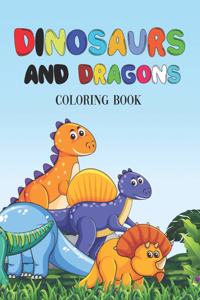 Dinosaurs and Dragons Coloring Book