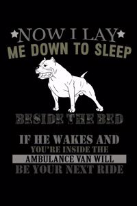 Now I Lay Me Down To Sleep Beside The Bed My Pitbull I Keep If He Wakes And You're Inside The Ambulance Van Will Be Your Next Ride