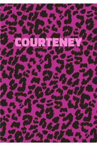 Courteney: Personalized Pink Leopard Print Notebook (Animal Skin Pattern). College Ruled (Lined) Journal for Notes, Diary, Journaling. Wild Cat Theme Design wi