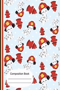 Cute Dalmatian Puppy Firefighter Composition Notebook College Ruled Paper