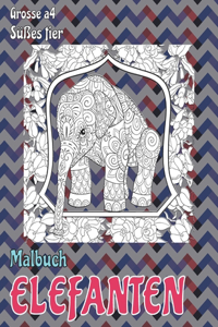 Malbuch - Grosse A4 - Süßes Tier - Elefanten