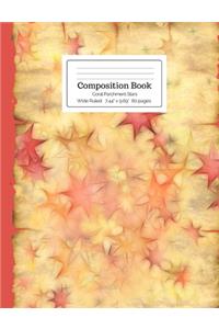 Composition Book Coral Parchment Stars Wide Ruled