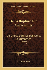 De La Rupture Des Anevrysmes