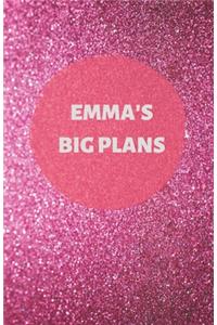 Emma's Big Plans - Notebook/Journal/Diary - Personalised Girl/Women's Gift - Birthday/Party Bag Filler - 100 lined pages (Dark pink glitter)
