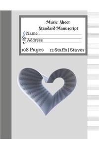 Music Sheet Standard Manuscript -108 Pages 12 Staffs - Staves