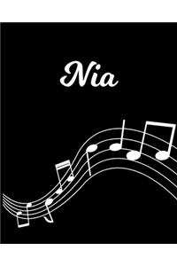 Nia: Sheet Music Note Manuscript Notebook Paper - Personalized Custom First Name Initial N - Musician Composer Instrument Composition Book - 12 Staves a 