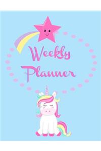 Weekly Planner: Undated Perpetual Cute Kawaii Magical Unicorn Theme Planner 52 Weeks