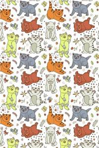Journal Notebook Funny Cats Playing Pattern 1