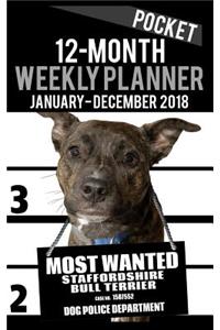 2018 Pocket Weekly Planner - Most Wanted Staffordshire Bull Terrier (Staffie)