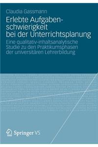 Erlebte Aufgabenschwierigkeit Bei Der Unterrichtsplanung