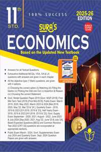 SURA`S 11th Standard Economics Exam Guide in English Medium 2025-26 Latest Updated Edition