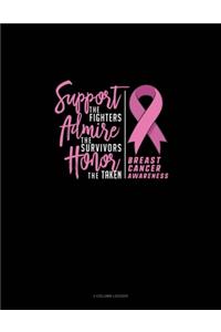 Support The Fighters Admire The Survivors Honor The Taken Breast Cancer Awareness