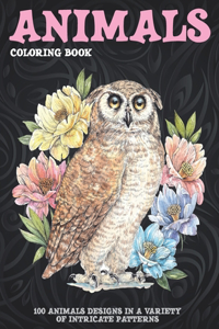 Animals - Coloring Book - 100 Animals designs in a variety of intricate patterns