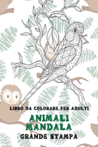 Libro da colorare per adulti - Grande stampa - Animali Mandala