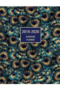 2019-2020 Academic Planner: Blue Green Gold Peacock Feathers Monthly and Weekly Academic Oranizer; Calendar Schedule; July 2019 to July 2020