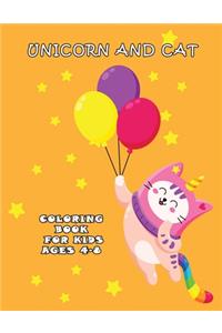 Unicorn and Cat coloring book for kids ages 4-8