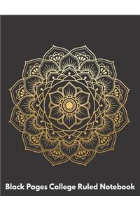 Black Pages College Ruled Notebook