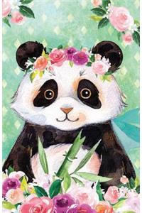 Journal Notebook For Animal Lovers Panda Bear In Flowers