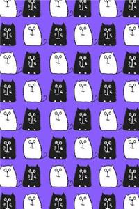 Journal Notebook For Cat Lovers Black and White Cats in a Row 8