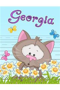 Georgia: Personalized Book with Child's Name, Primary Writing Tablet for Kids, 65 Sheets of Practice Paper, 1" Ruling, Preschool, Kindergarten, 1st Grade, 8 