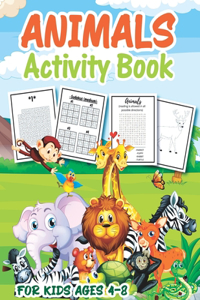 Animal Activity Book for Kids Ages 4-8