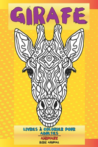 Livres à colorier pour adultes - Bébé animal - Animaux - Girafe