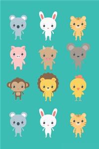 Cute Animal Pack - Blank Lined Notebook