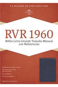 RVR 1960 Biblia Letra Grande Tamaño Manual con Referencias, azul zafiro, imitación piel
