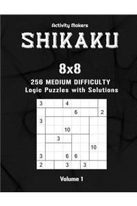SHIKAKU - 8x8 - 256 Medium Difficulty Logic Puzzles with Solutions - Volume 1