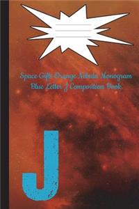 Space Gifts Orange Nebula Monogram Blue Letter J Composition Book