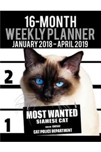 2018-2019 Weekly Planner - Most Wanted Siamese Cat