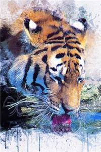 Painted Tiger Taking a Drink of Water Journal