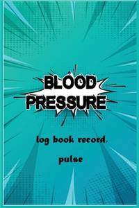 Blood pressure log book record, pulse