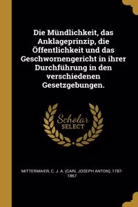 Die Mündlichkeit, das Anklageprinzip, die Öffentlichkeit und das Geschwornengericht in ihrer Durchführung in den verschiedenen Gesetzgebungen.