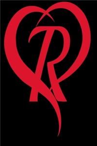 Monogram Initial Letter R Adorable Heart Red and Black
