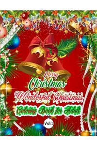 Merry Christmas Wonderful Christmas Coloring Book For Adult Vol