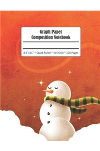 Snowman Graph Paper Composition Notebook: Grid Paper Notebook Journal 4x4 Quad Ruled 120 Pages Large Format 8.5 x 11