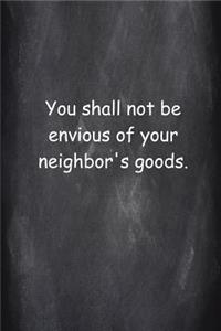 Religious Journal Modern Wording 10th Commandment Chalkboard Style