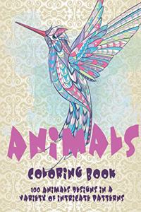 Animals - Coloring Book - 100 Animals designs in a variety of intricate patterns