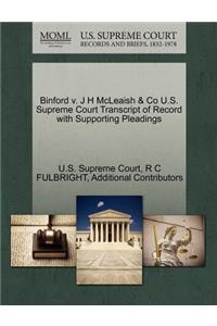 Binford V. J H McLeaish & Co U.S. Supreme Court Transcript of Record with Supporting Pleadings