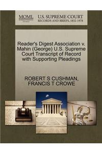 Reader's Digest Association V. Mahin (George) U.S. Supreme Court Transcript of Record with Supporting Pleadings