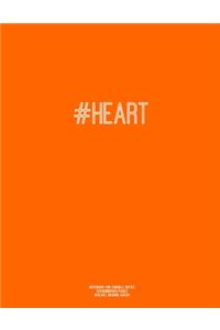 Notebook for Cornell Notes, 120 Numbered Pages, #HEART, Orange Cover