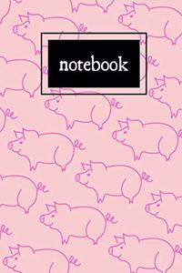 Pink pig print notebook