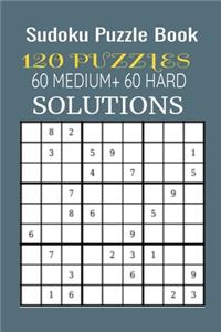 Sudoku Puzzle Book, 120 Puzzles, 60 MEDIUM and 60 HARD with solutions