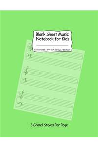 Blank Sheet Music Notebook for Kids