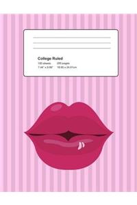 Red Lips College Rule Notebook