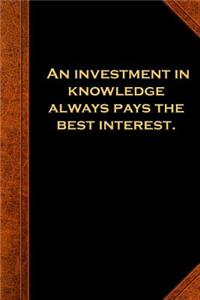 2019 Daily Planner Ben Franklin Quote Investment Knowledge Vintage Style