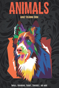 Animals - Adult Coloring Book - Impala, Groundhog, Rabbit, Crocodile, and more